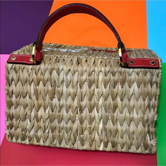 SOLD KATE SPADE BLUE BIRD WICKER BIRDHOUSE SATCHEL - Picture 2 of 6